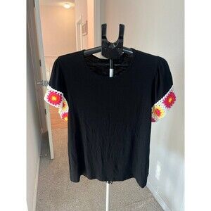 by Anthropologie Jada Crochet Sleeved Knit Short Sleeved Shirt Women’s Large